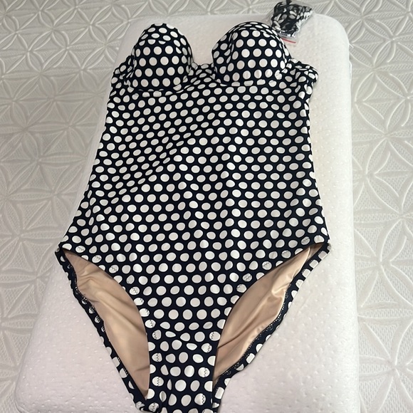 NWT J. Crew Convertible One Piece Swimsuit Polka Dots Size 2 - Picture 2 of 5